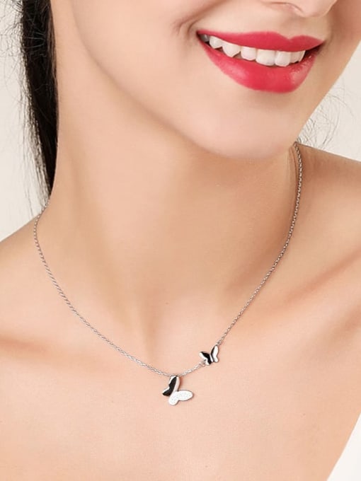 ARTINI 925 Sterling Silver Cubic Zirconia White Butterfly Minimalist Link Necklace 4