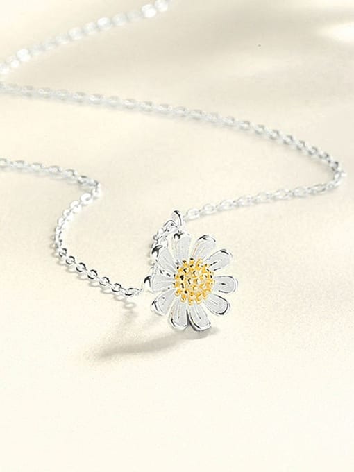 ARTINI 925 Sterling Silver Gold Flower Minimalist Link Necklace 0