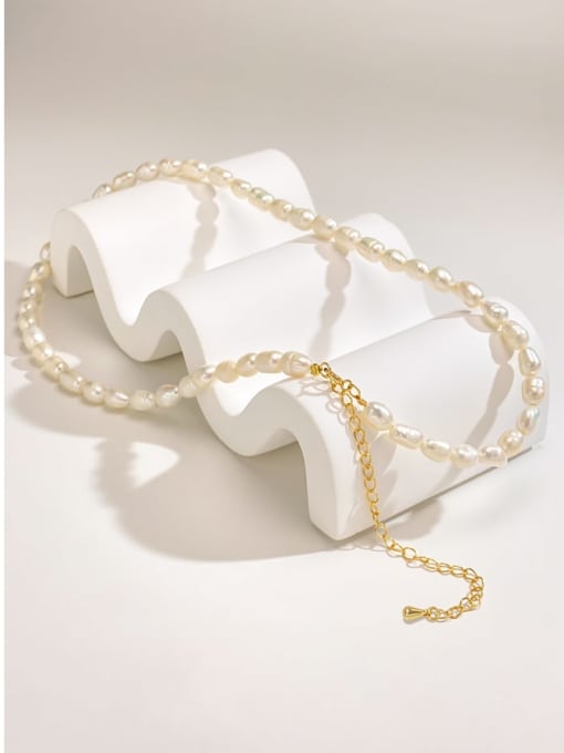 ARTINI Brass Freshwater Pearl White Minimalist Necklace 2