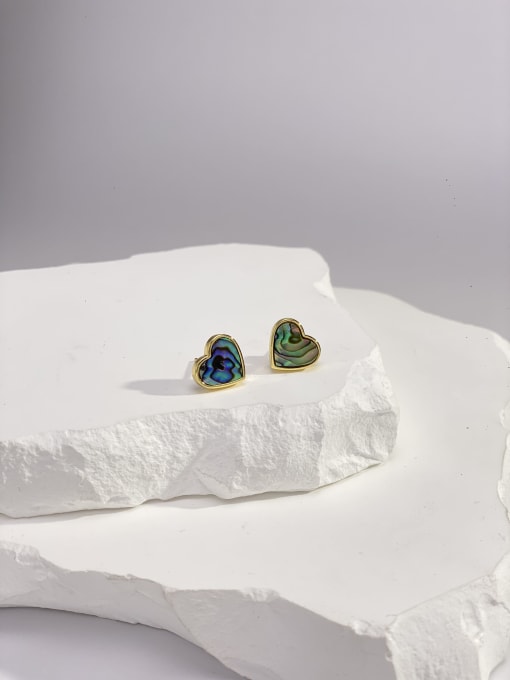 ARTINI Brass Natural Stone Multi Color Stone Heart Minimalist Stud Earring 1