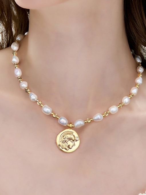 ARTINI Brass Miyuki Millet Bead White Medallion Minimalist Beaded Necklace 0