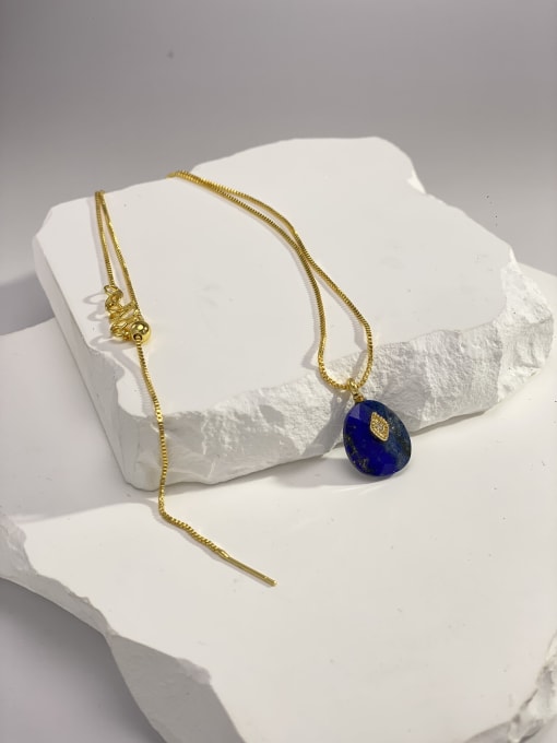 Lapis lazuli Brass Natural Stone Multi Color Stone Geometric Minimalist Locket Necklace