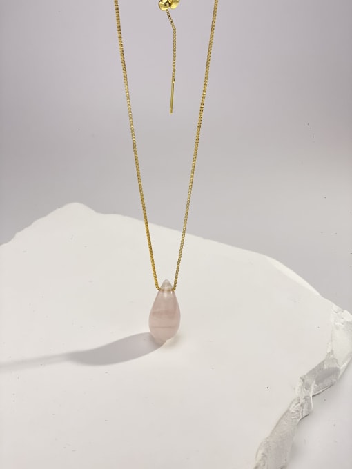 ARTINI Brass Natural Stone Multi Color Stone Water Drop Minimalist Locket Necklace 4