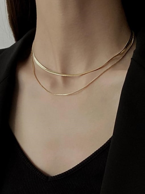 ARTINI 925 Sterling Silver Gold Minimalist Link Necklace 2