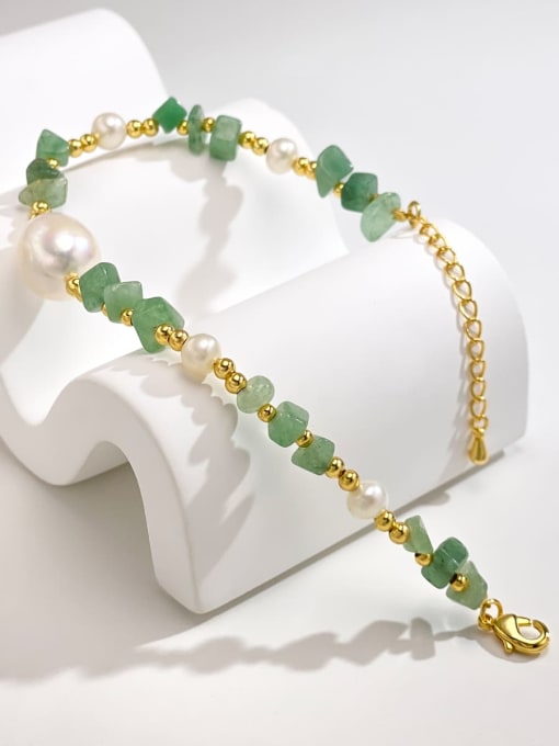 ARTINI Brass Freshwater Pearl Green Water Drop Artisan Handmade Beaded Bracelet 4