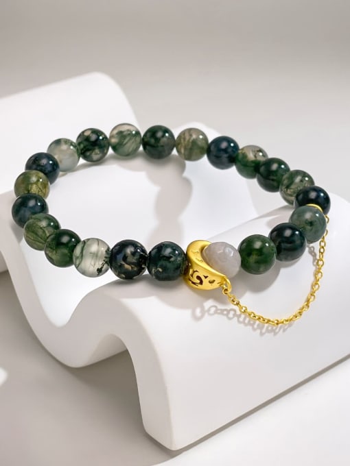 ARTINI Brass Carnelian Green Moon Dainty Handmade Beaded Bracelet 1