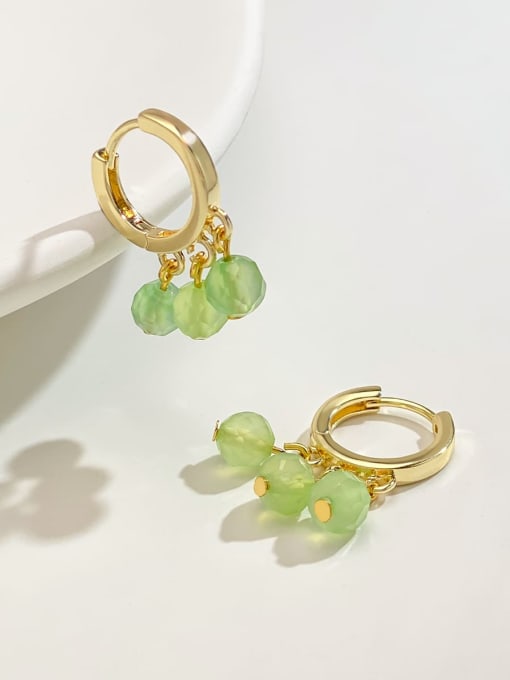 ARTINI Brass Carnelian Green Ball Minimalist Drop Earring 1