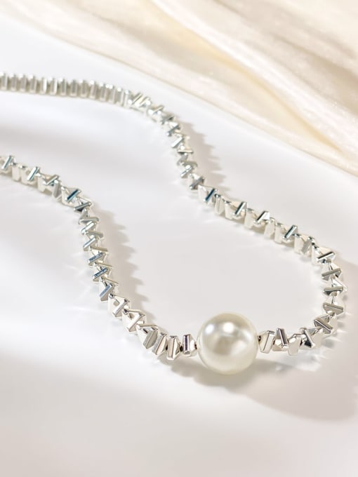 ARTINI White Ball Minimalist Beaded Necklace