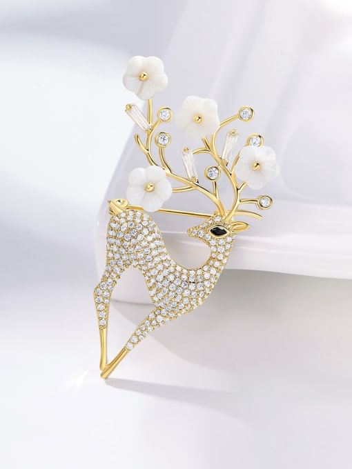 ARTINI Brass Cubic Zirconia White Deer Dainty Pins & Brooches 2