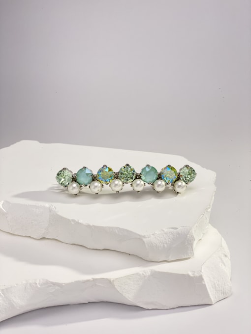 Dream Green Brass Austrian Crystal White Stone Geometric Minimalist Hair Jewelry