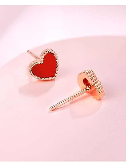 ARTINI 925 Sterling Silver Red Acrylic Heart Minimalist Stud Earring 2