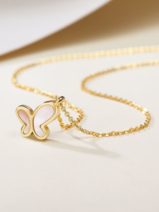 ARTINI Brass Shell Butterfly Minimalist Initials Necklace