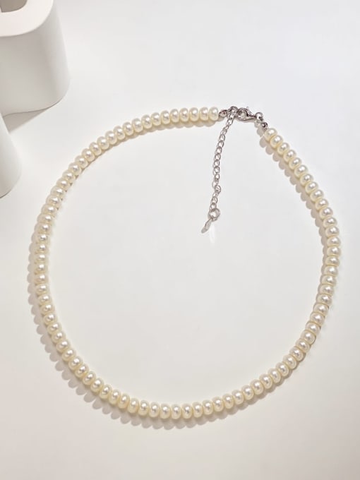 ARTINI 925 Sterling Silver Freshwater Pearl White Minimalist Beaded Necklace 0