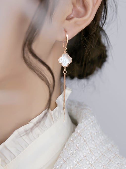 ARTINI 925 Sterling Silver Shell Pink Minimalist Hook Earring 2
