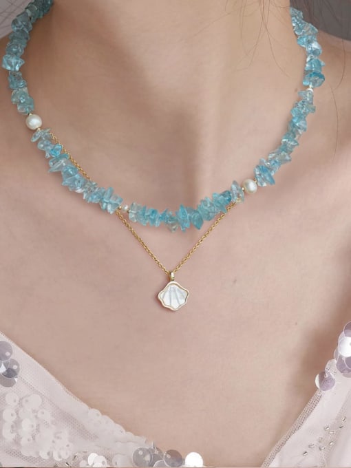 ARTINI Brass Aquamarine Blue Trend Necklace 4