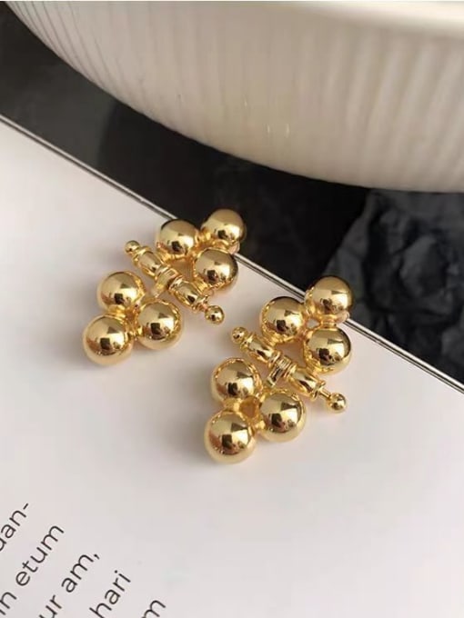 ARTINI Brass Yellow Wheatear Minimalist Stud Earring 0