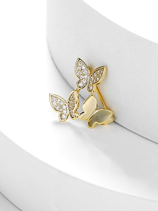 ARTINI Brass Cubic Zirconia Gold Butterfly Minimalist Pins & Brooches 1