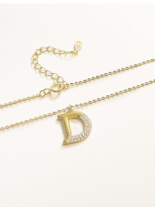 ARTINI 925 Sterling Silver Cubic Zirconia Gold Letter Minimalist Initials Necklace 2