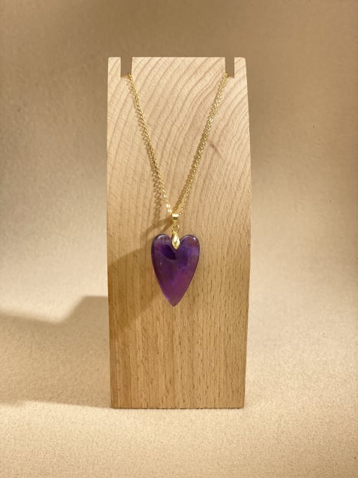 Amethyst Brass Heart Minimalist Link Necklace