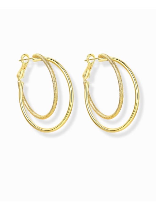 ARTINI Brass Gold Geometric Minimalist Hoop Earring 0