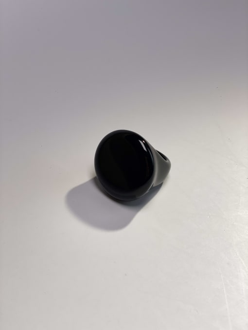 Size 18 Stone Natural Stone Black Geometric Minimalist Band Ring