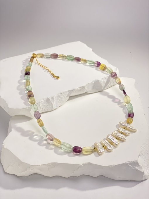 ARTINI Brass Freshwater Pearl Multi Color Tassel Minimalist Cuban Necklace 1