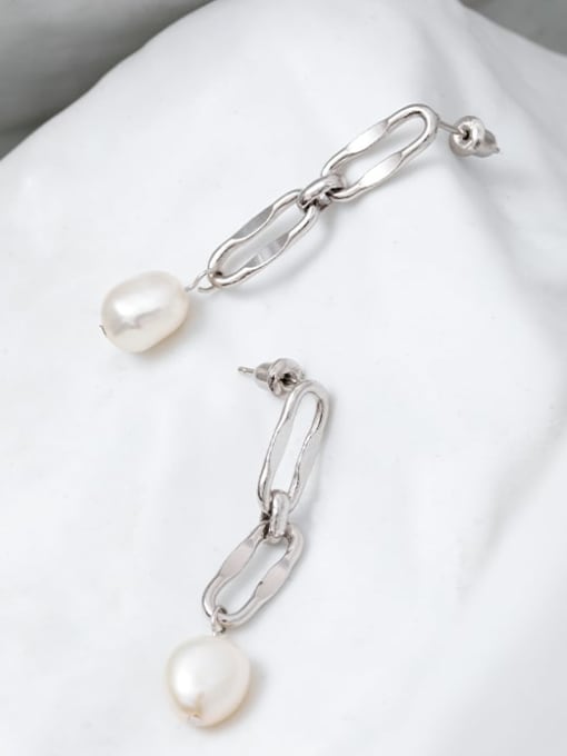 ARTINI 925 Sterling Silver Freshwater Pearl White Minimalist Drop Earring 1