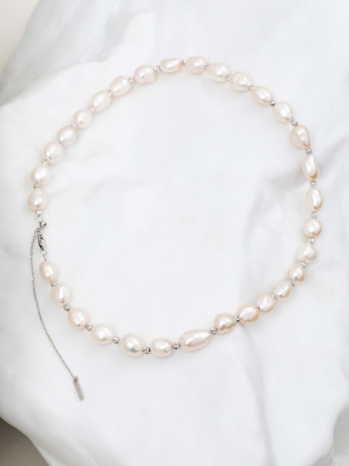 ARTINI 925 Sterling Silver Freshwater Pearl White Minimalist Beaded Necklace 1