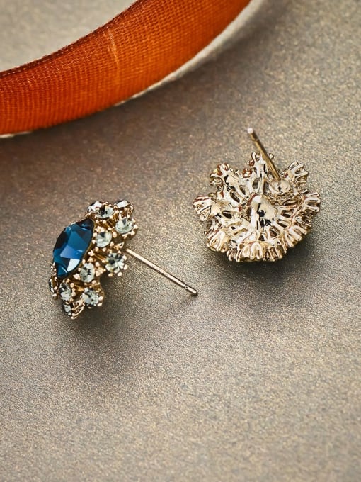 ARTINI Alloy Rhinestone Blue Round Minimalist Stud Earring 2