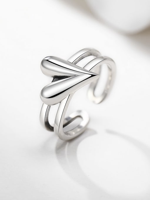 ARTINI 925 Sterling Silver Silver Heart Minimalist Band Ring