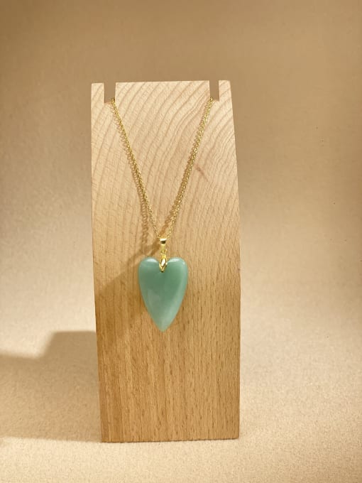 Green East Ling Brass Heart Minimalist Link Necklace