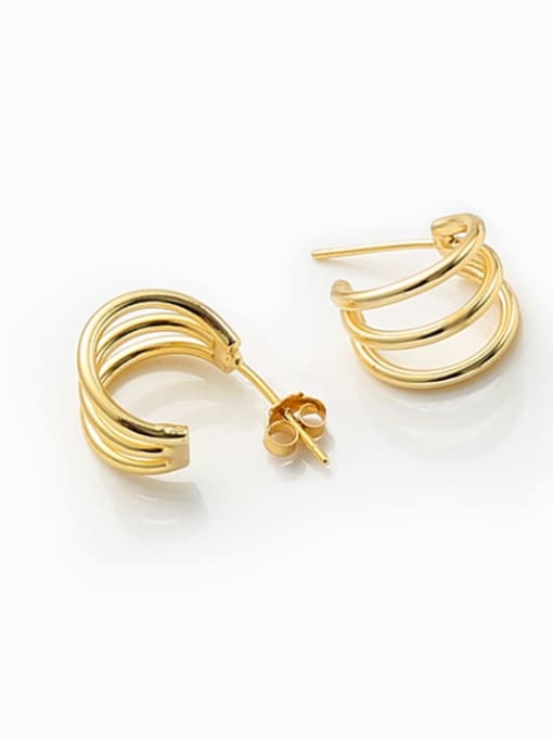 ARTINI Brass Gold Round Minimalist Stud Earring 2