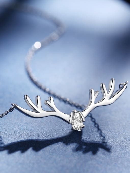 ARTINI 925 Sterling Silver Cubic Zirconia White Deer Minimalist Link Necklace 1