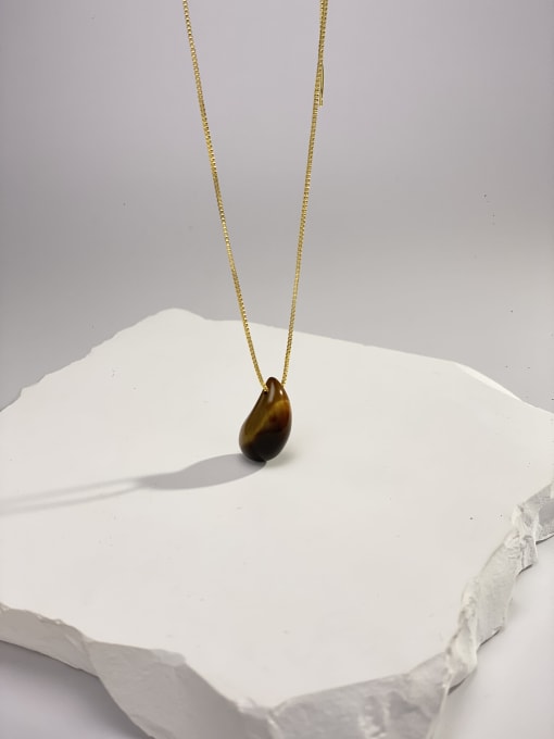ARTINI Brass Natural Stone Multi Color Stone Water Drop Minimalist Locket Necklace 2