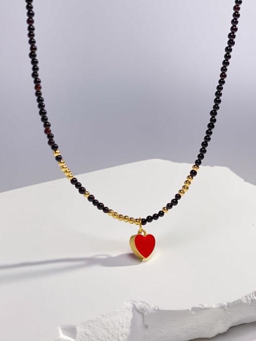 ARTINI 925 Sterling Silver Carnelian Red Heart Minimalist Beaded Necklace 0