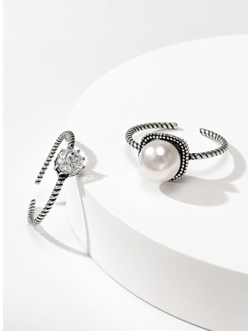 ARTINI Brass Imitation Pearl Round Minimalist Stackable Ring
