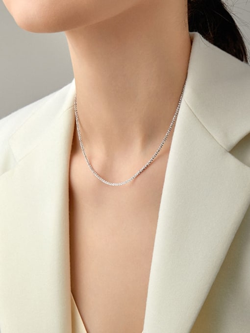 ARTINI 925 Sterling Silver White Minimalist Link Necklace 3