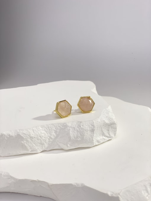 ARTINI Brass Natural Stone Multi Color Stone Geometric Minimalist Stud Earring 2