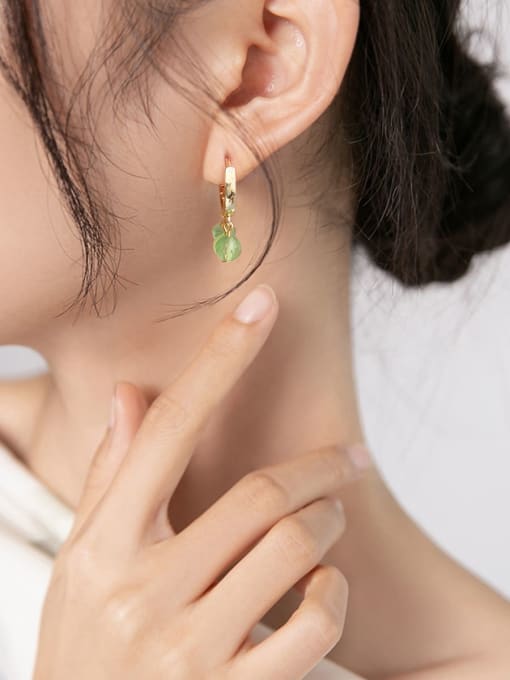 ARTINI Brass Carnelian Green Ball Minimalist Drop Earring 3