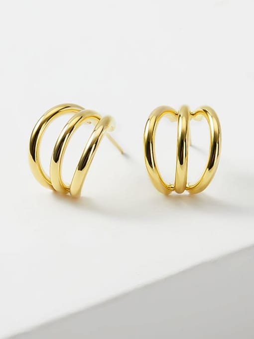 ARTINI Brass Gold Round Minimalist Stud Earring 0