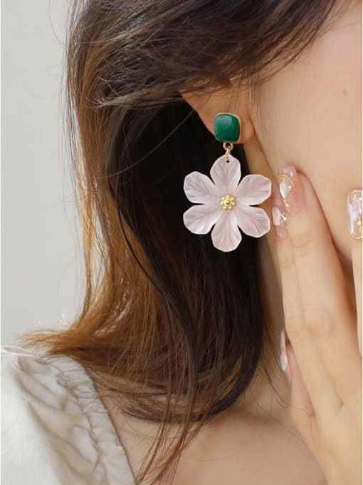 ARTINI Zinc Alloy White Enamel Flower Artisan Stud Earring 4
