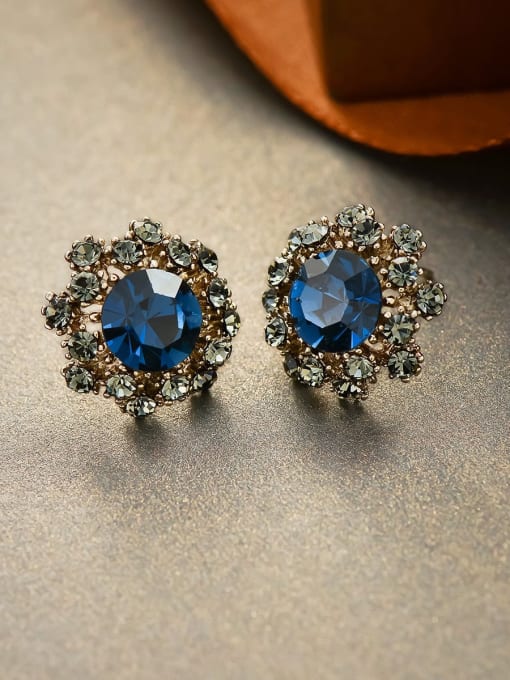 ARTINI Alloy Rhinestone Blue Round Minimalist Stud Earring 1