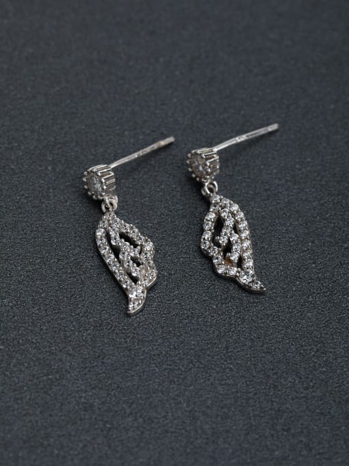 Lin Liang Inlaid Full drill Leaf 925 silver Drop Earrings 0