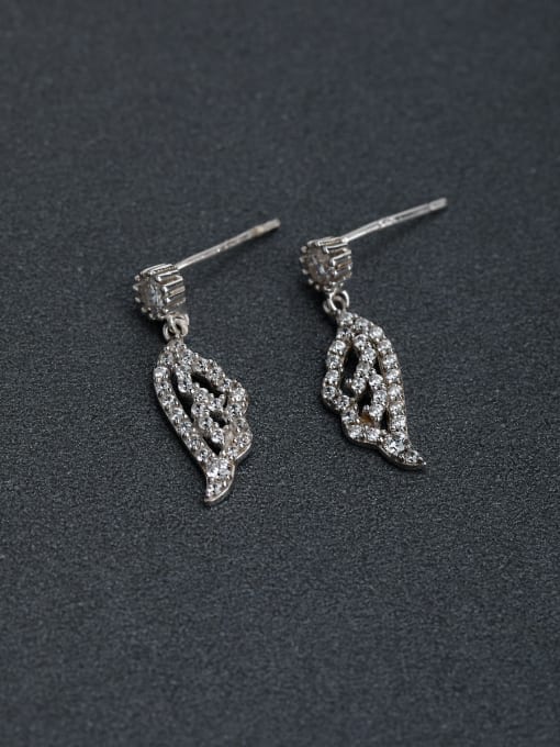 Lin Liang Inlaid Full drill Leaf 925 silver Drop Earrings