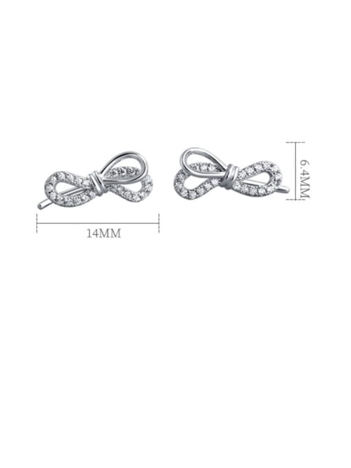 Dan 925 Sterling Silver With Cubic Zirconia Cute Bowknot Stud Earrings 3