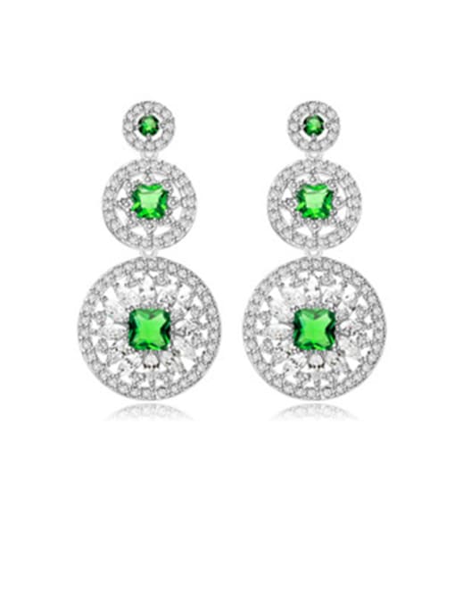 green Copper With Platinum Plated Fashion Round Drop Earrings