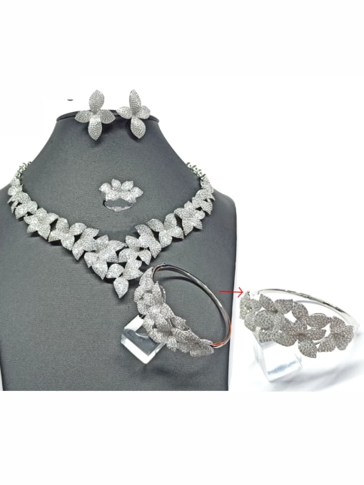 Tabora GODKI Luxury Women Wedding Dubai Copper With White Gold Plated Luxury Leaf Jewelry Sets