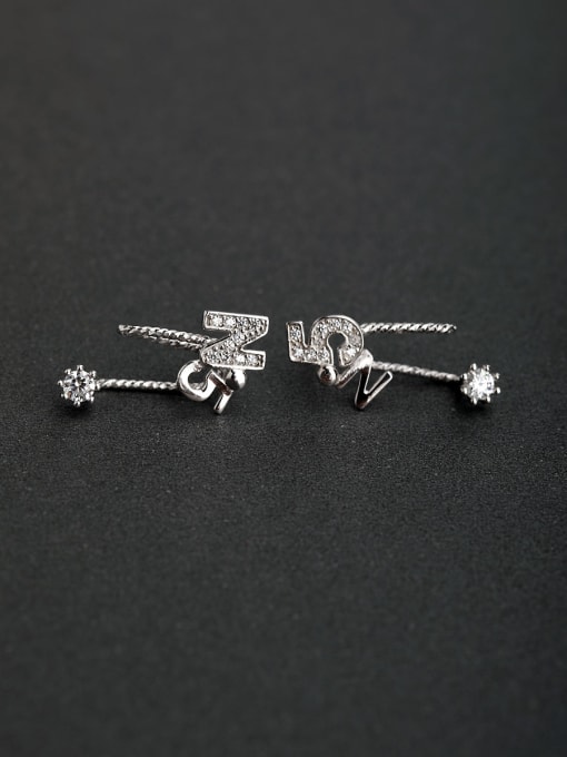 Lin Liang Inlaid Rhinestone  Monogrammed 925 silver Stud earrings 0