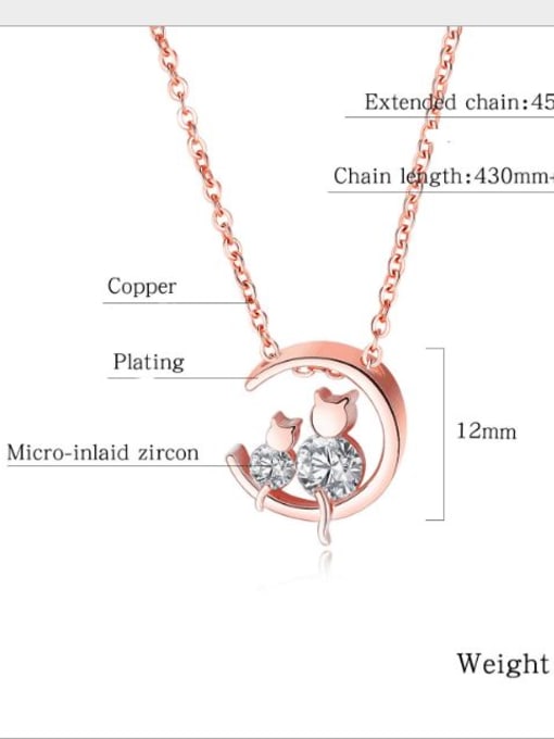 Open Sky Copper With Rose Gold Plated Cute Cat Necklaces 3
