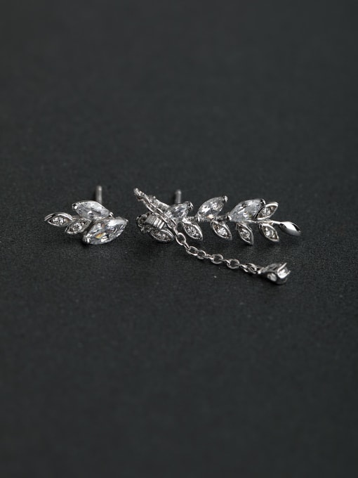 Lin Liang Horse Eye Stone  Zircon Asymmetry  925 silver Stud earrings